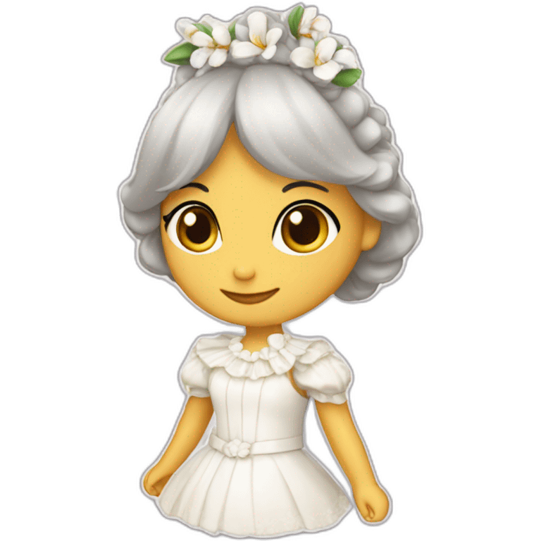 Un conejo blanco vestido de pollera panameña emoji