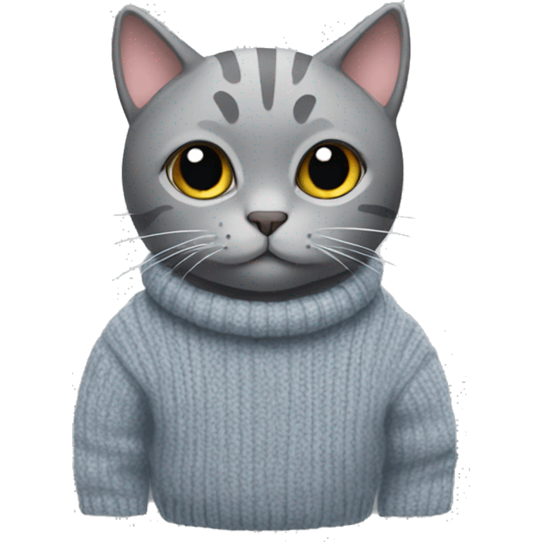 Grey cat with a sweater emoji