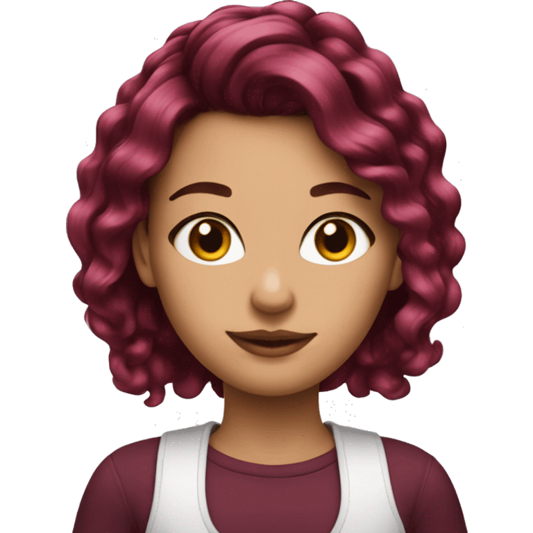 Burgandy hair on white pretty girl emoji