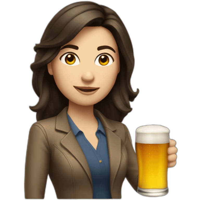 Brunette Journalist with a beer emoji