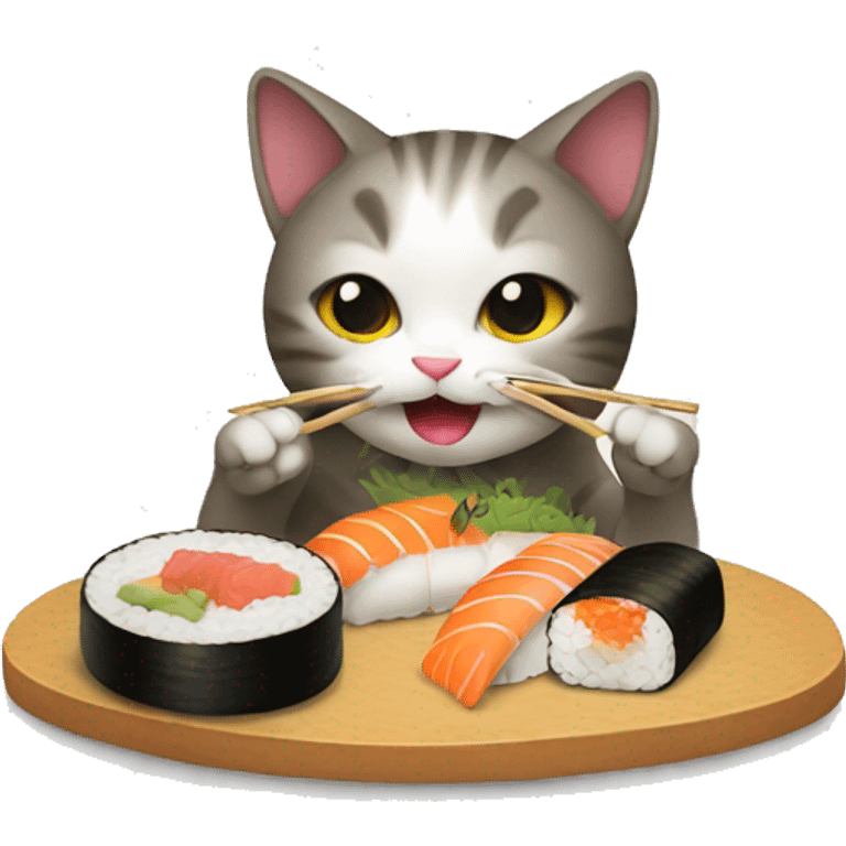 cat eating sushi emoji