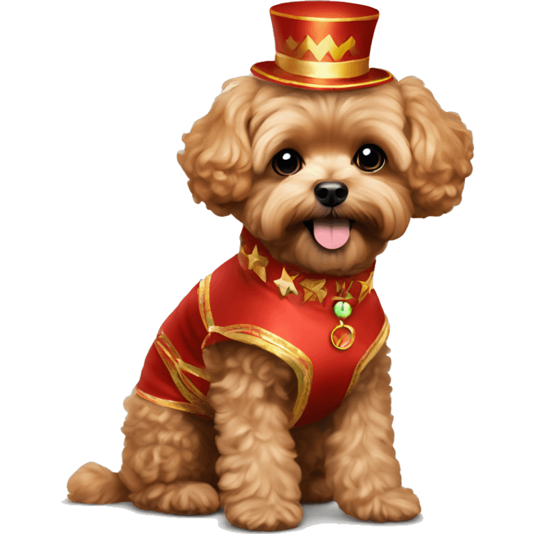 Red Maltipoo in new year costume  emoji