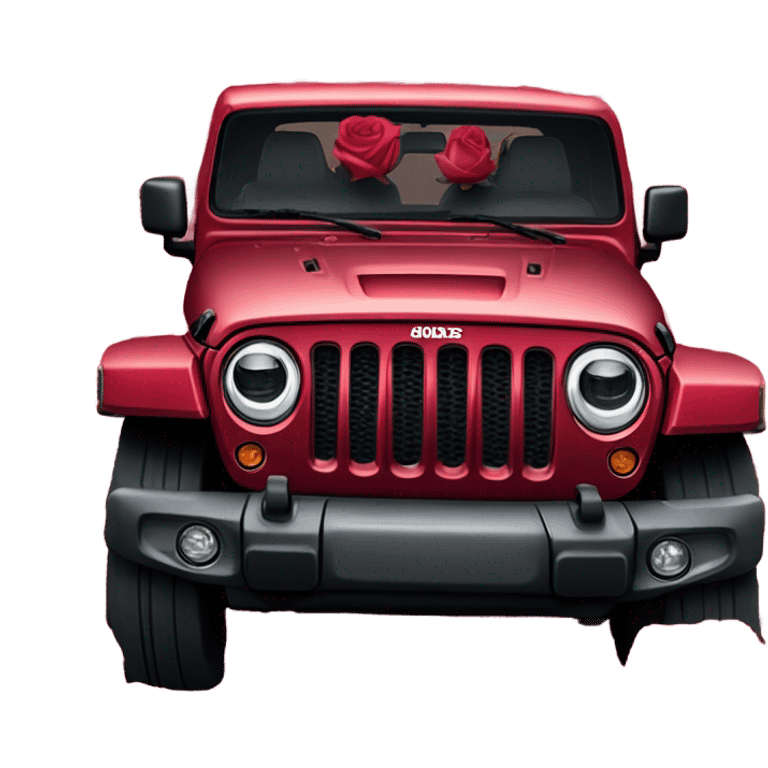 Realistic Red Jeep Gladiator with the truck bed full of different shades of red and pink roses. emoji