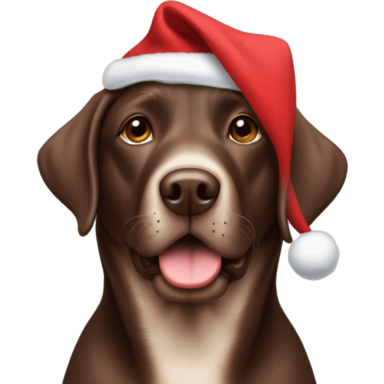 Chocolate lab wearing a Christmas hat emoji