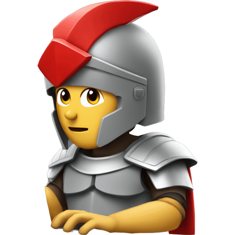 spartan developer with gray helmet and red crest typing on computer keyboard emoji