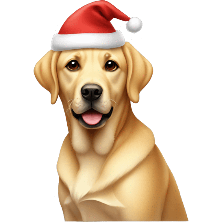 A golden Labrador with a Santa hat  emoji