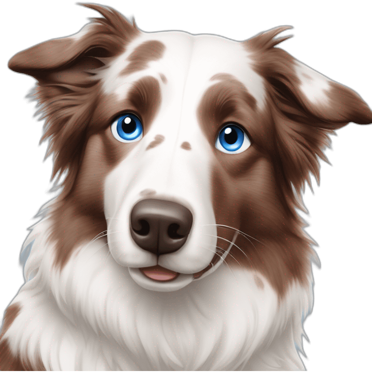 white red merle border collie with few speckled face and blue eyes emoji