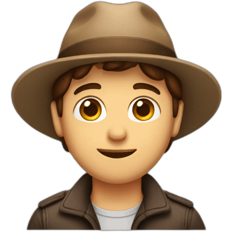 A guy with brown hair wearing a hat with a red 'O' emoji