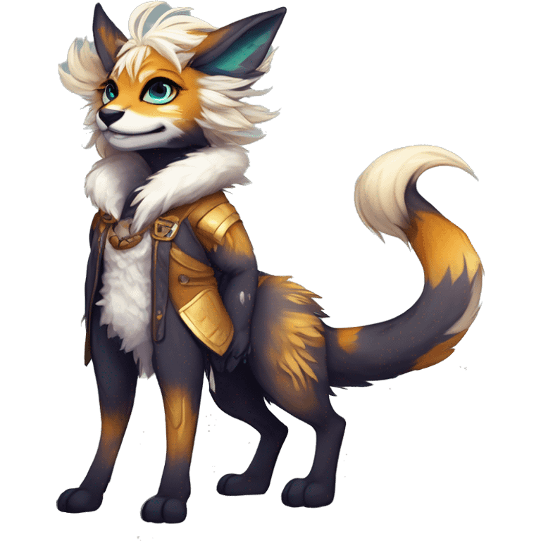 Cool cute Kawaii edgy fantasy shiny animal  fursona Fionbri vernid by griffsnuff & LiLaiRa & Falvie full body emoji