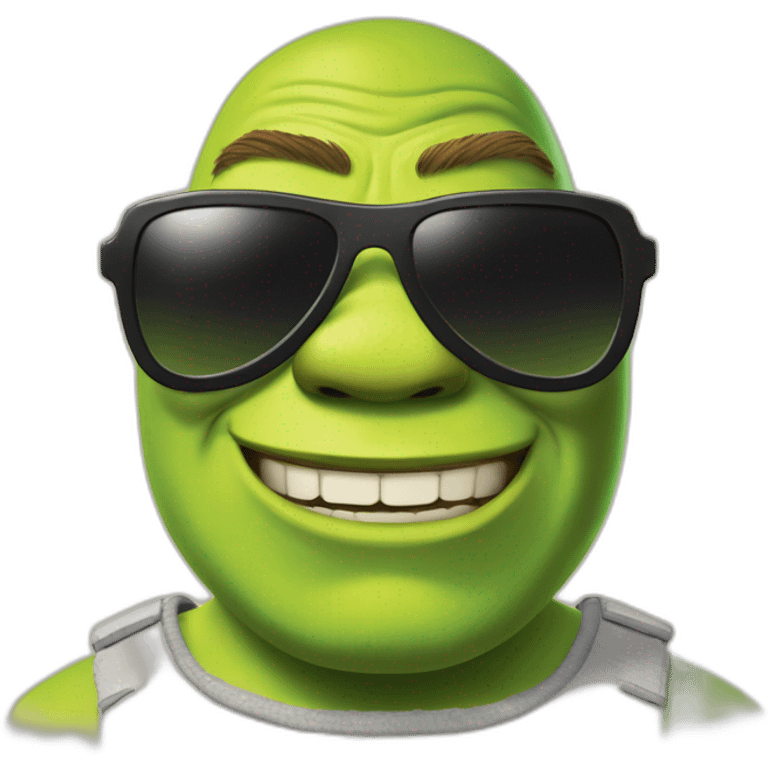 shrek trhowing up with sunglasses emoji