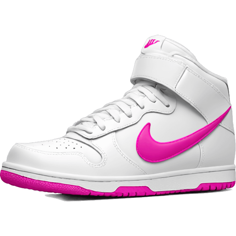 white nike shoe with hot pink nike swoop emoji