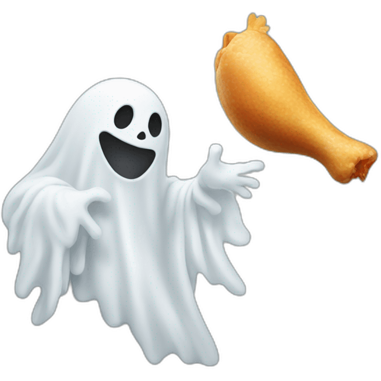 Ghost holding chicken piece emoji