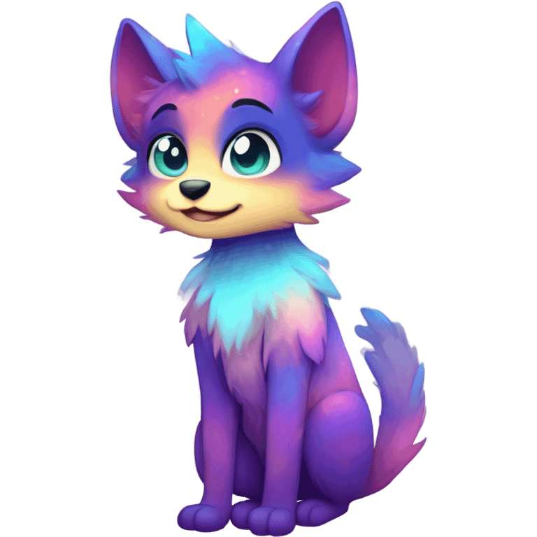 gradient-Sparkle-nebula-fursona anthropomorphic furry Fakémon full body emoji