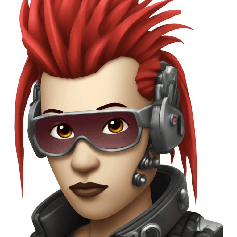 cyberpunk cyborg rockstar with red mohawk emoji