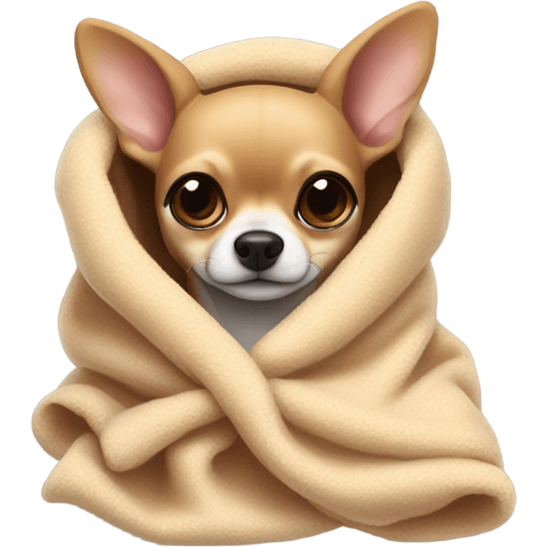 Deer head chihuahua wrapped in a blanket  emoji