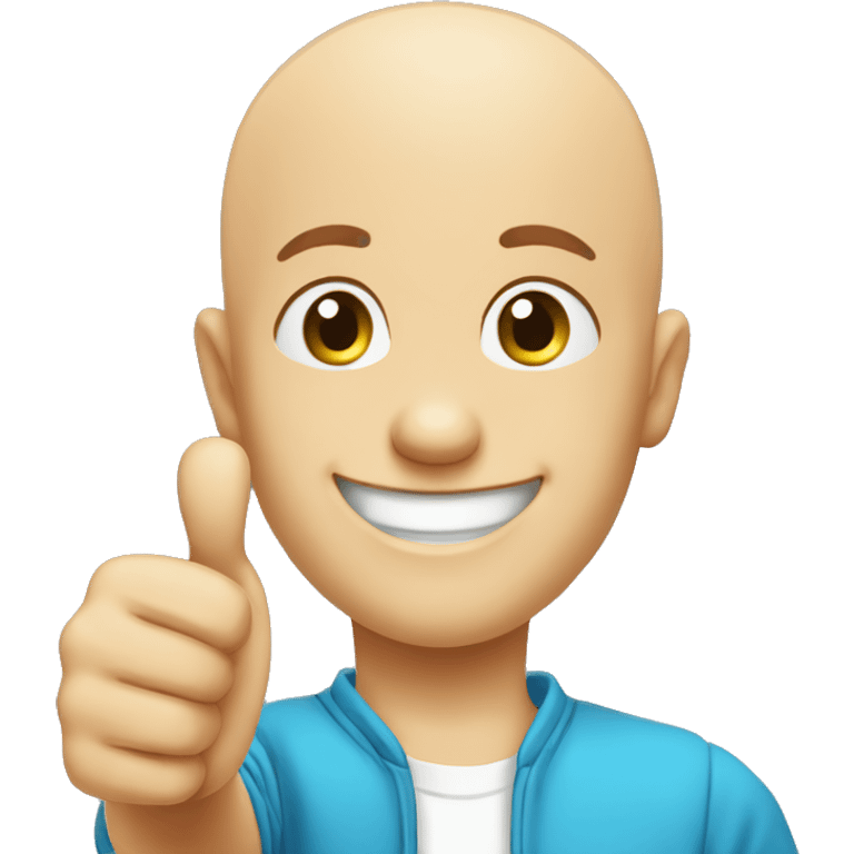 happy bald boy giving thumbs-up ayes blue emoji