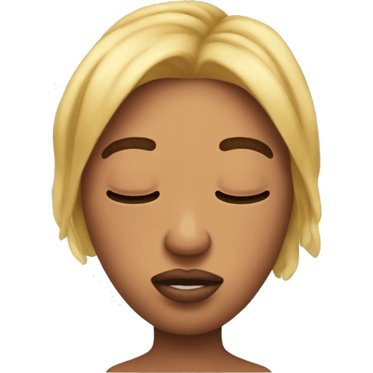 emoji with closed eyes, inflated lips and hands with long nails emoji