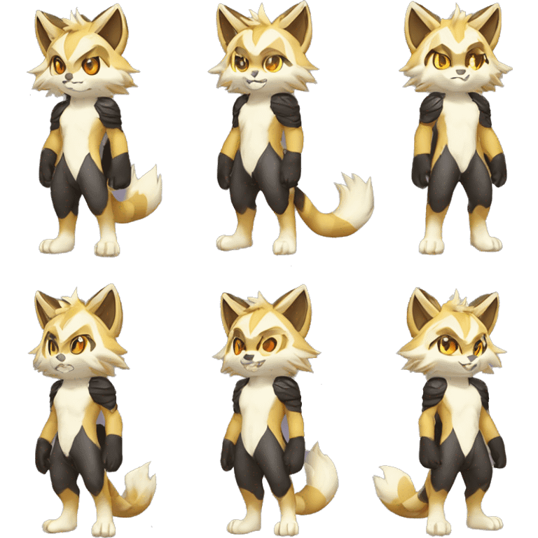 shiny, striped, Kemono-style, Chibi, Anthro-Fur-Sona-Fakémon, Full Body emoji