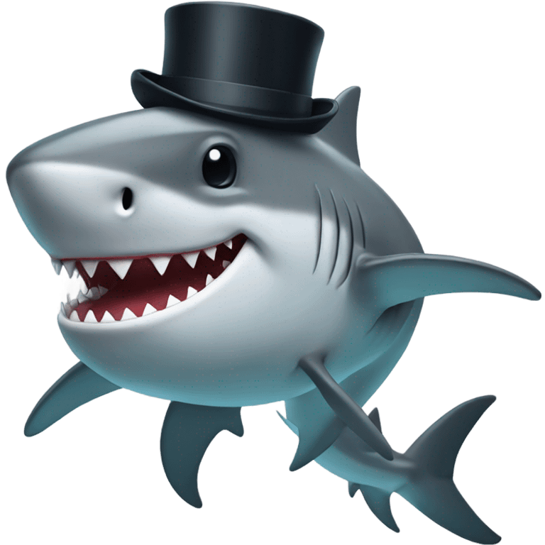 Shark with a top hat emoji