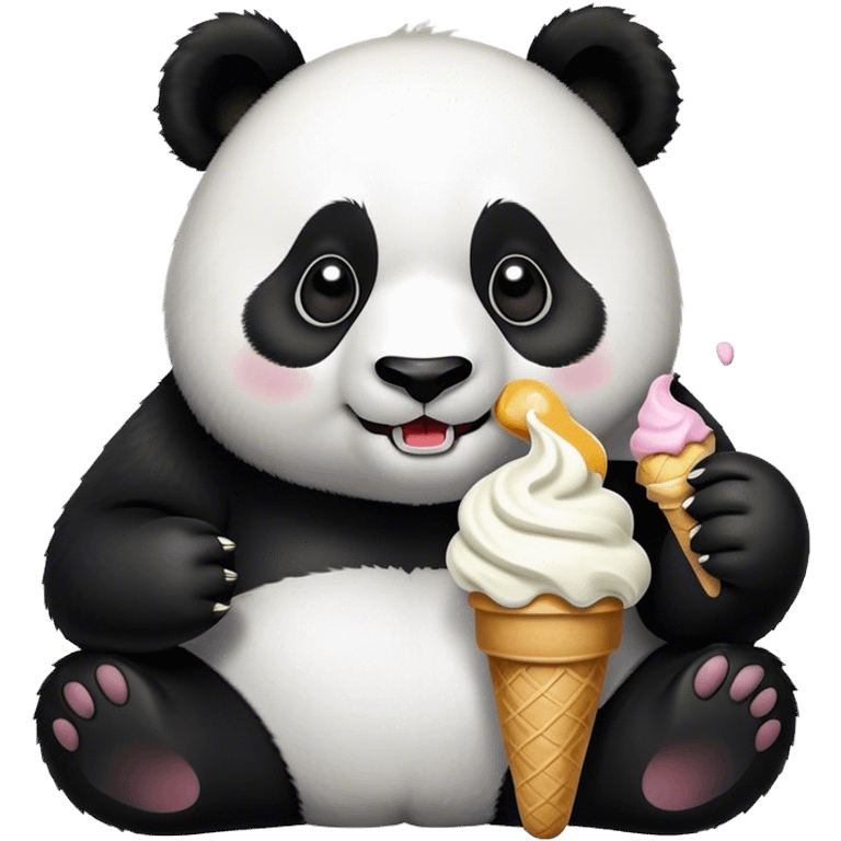 Panda eating ice cream emoji