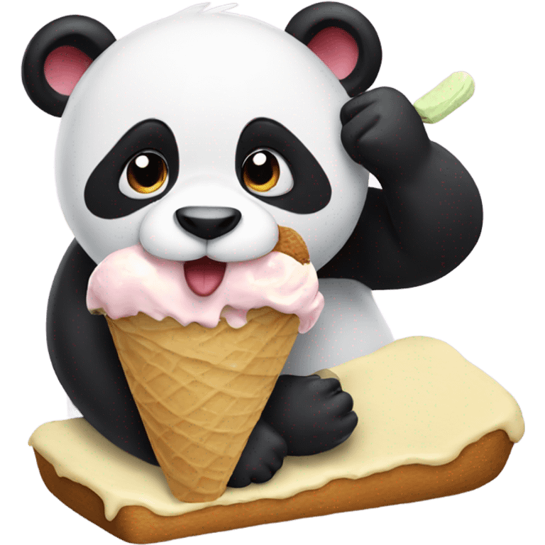 Panda eating ice cream emoji