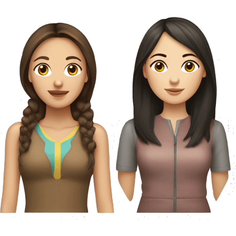 A Russian brunette woman and a Kazakh girl. emoji