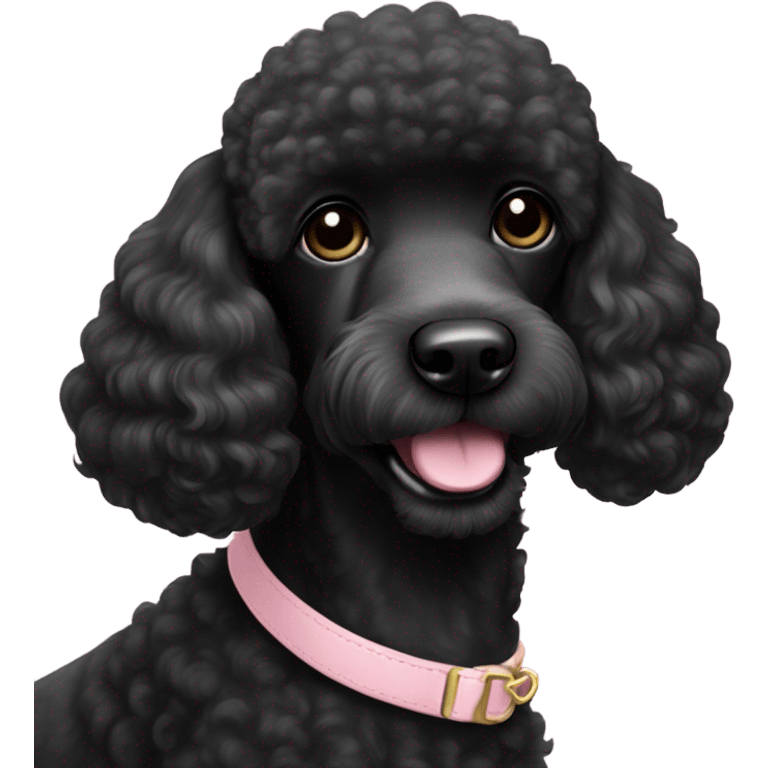 a black poodle with a light pink collar emoji