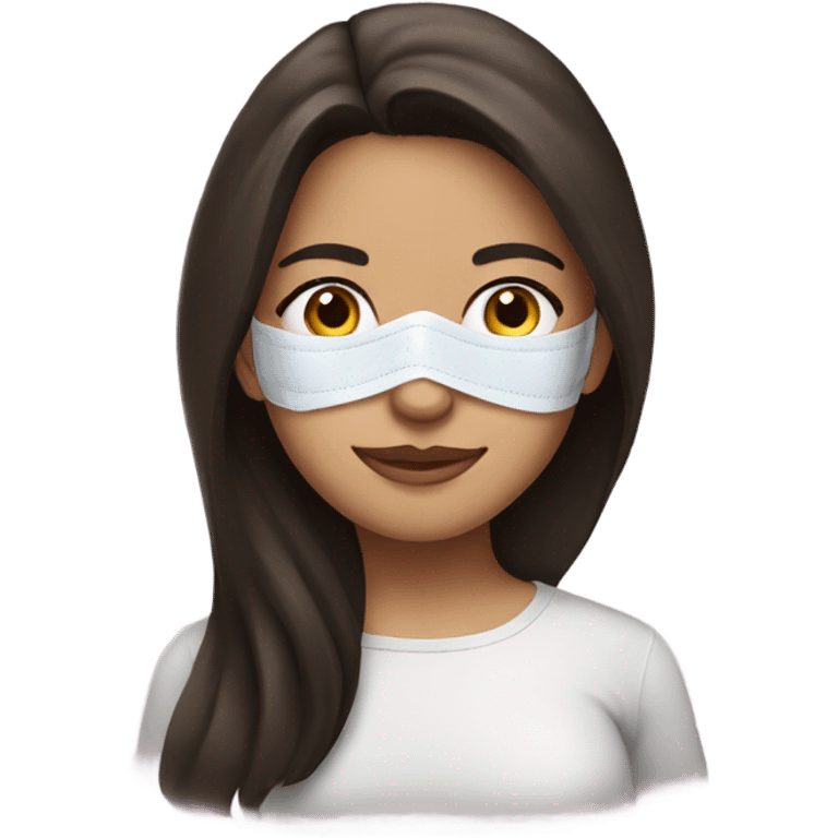 Brunette girl with facial mask emoji