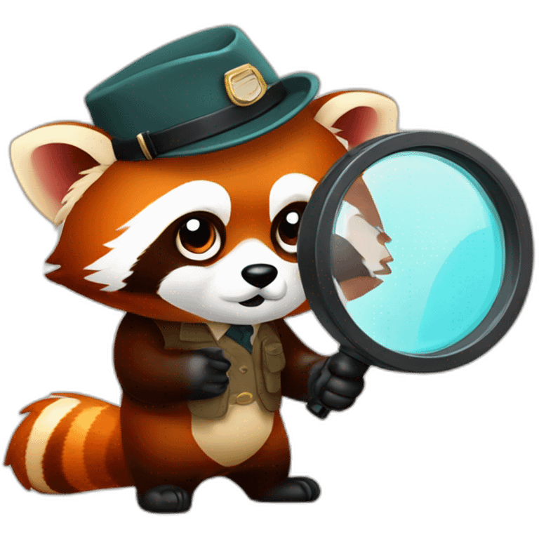 Red panda detective magnifying glass emoji