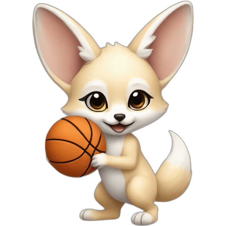 White fennec baby play basketball emoji