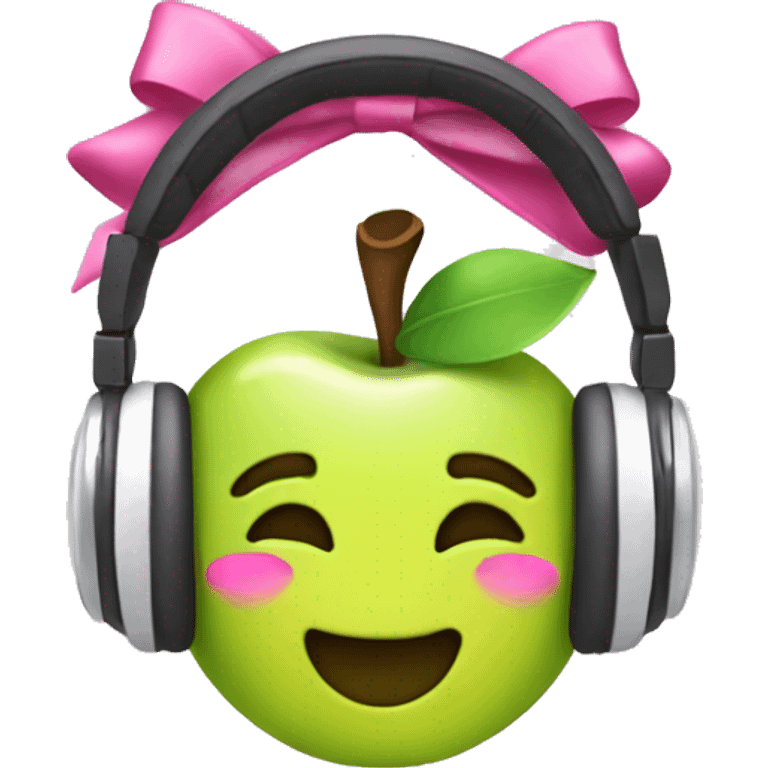 apple headphones with coquette bows emoji