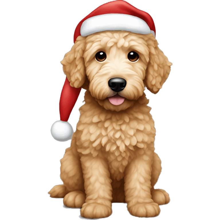 mini golden doodle with santa hat  emoji