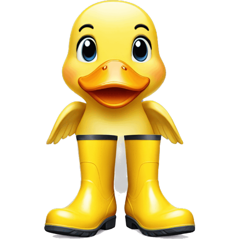 Yellow cute duck with rainboots emoji