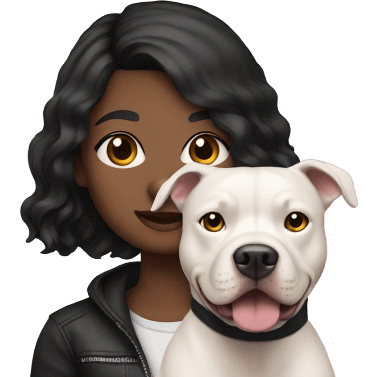 Girl with black hair and a pitbull emoji