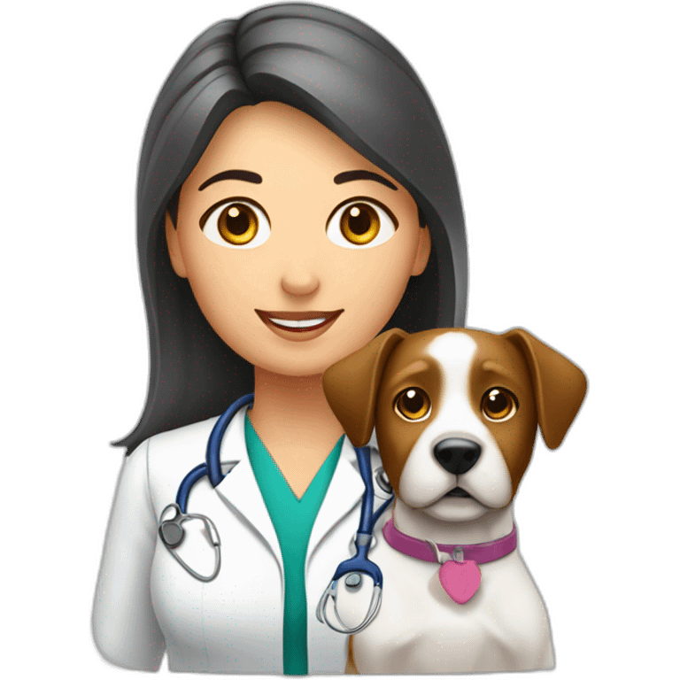 Mujer veterinaria con perro emoji