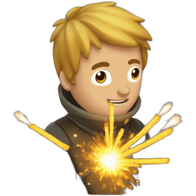 medieval Pyrotechnician seeing some fireworks go off in front of him emoji