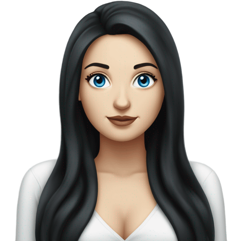 profle picture stunning curvy white woman, long black hair, blue eyes emoji