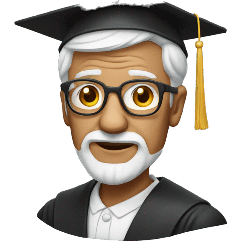 old professor with graduation cap emoji