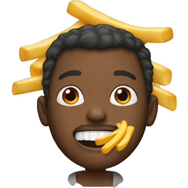 Black man eating fries  emoji