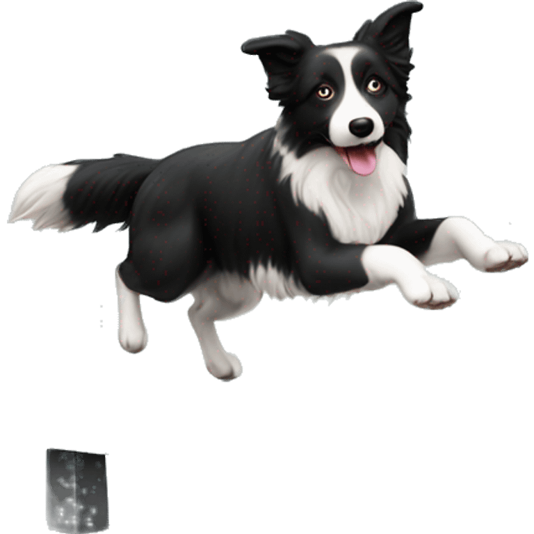 Border collie jumping over anvil emoji