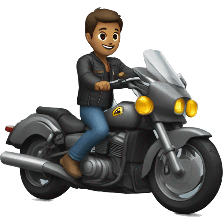 um herói andando de moto emoji