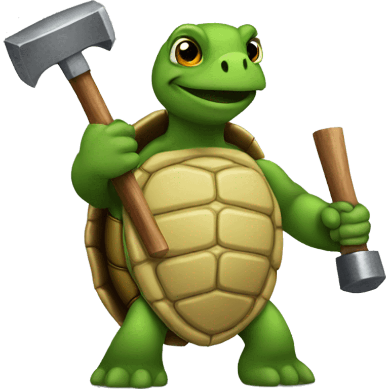 turtle holding a hammer emoji