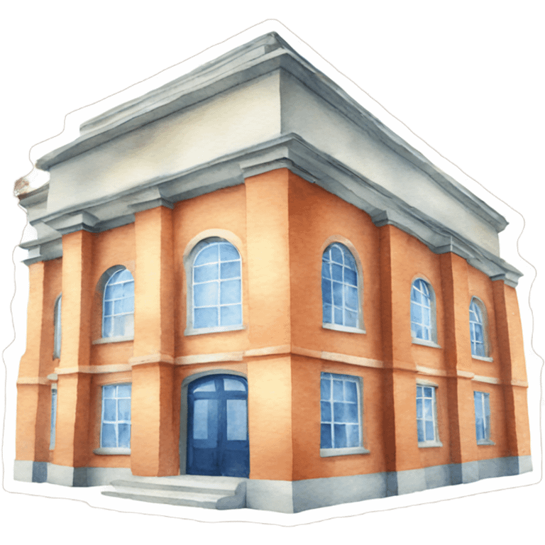 Create Watercolor painted school building emoji