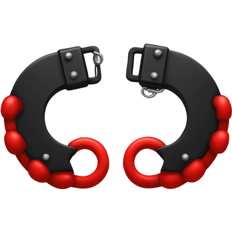 Black and red fluffy handcuffs  emoji