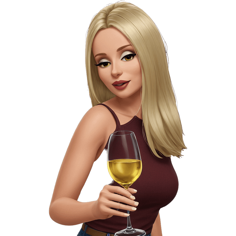 blonde girl drinking wine emoji