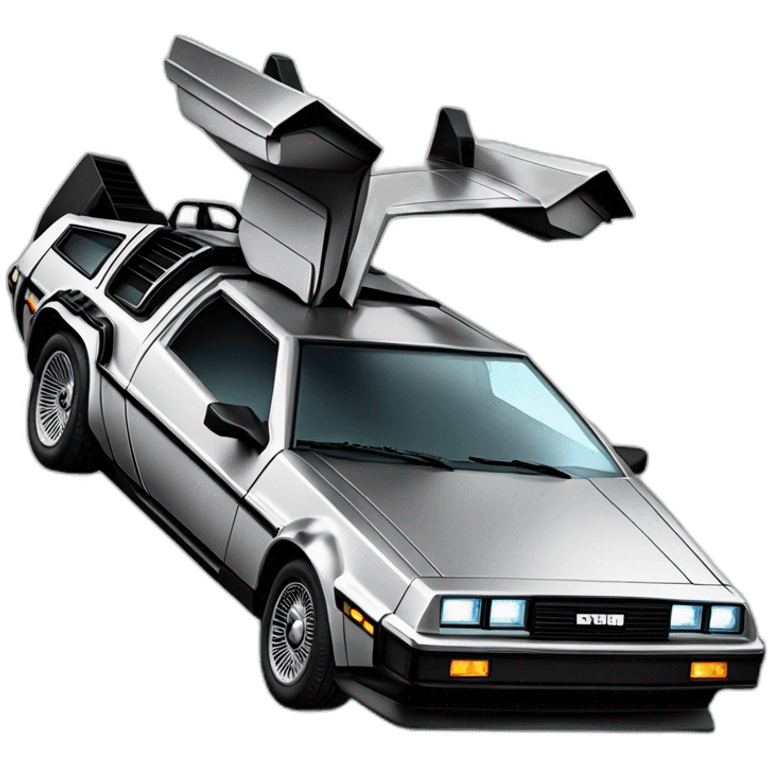 flying delorean accelerating into the future emoji