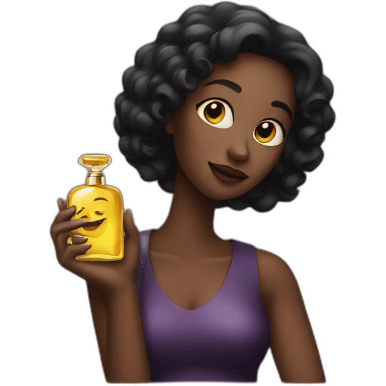 Dark Woman holding a perfume bottle  emoji