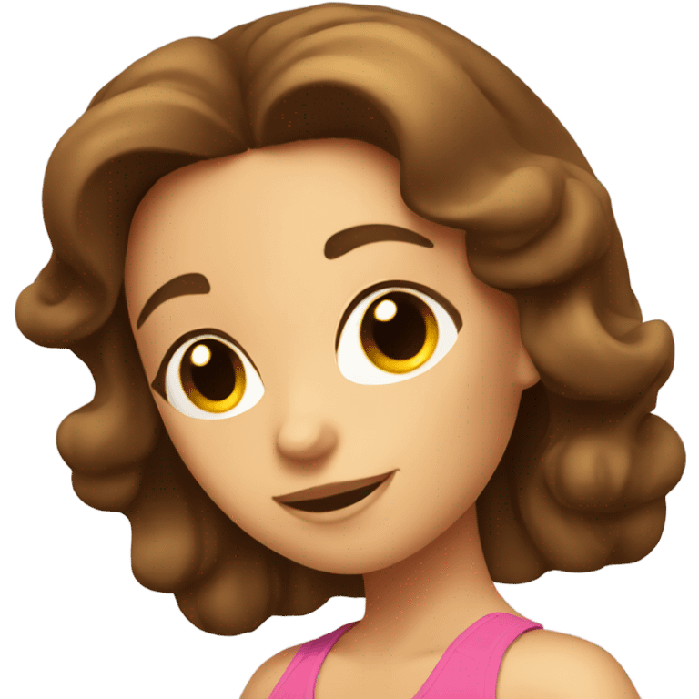 A girl with brown hair sunbaking and getting a tan emoji