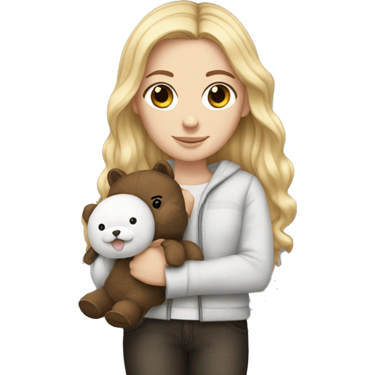 white Girl with plushy emoji