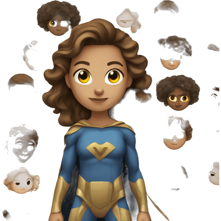 superhero, child, girl, brown hair, brown eyes, african, freckles emoji